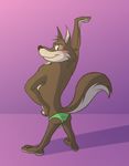  anthro balls blush brown_eyes butt canine clothed clothing crossdressing disney grin hi_res ladysomnambule larry_(zootopia) male mammal panties pose simple_background smile solo underwear wolf zootopia 