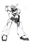  av-98_ingram commentary_request green_visor gun handgun kidou_keisatsu_patlabor kurashou_shumei mecha mecha_focus no_humans police robot science_fiction weapon white_background 
