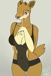  anthro anthrofied breasts clothing cum cum_on_face female licking lingerie looking_at_viewer nintendo pcred566 pok&eacute;mon sawsbuck solo standing tongue tongue_out video_games 