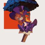 1girl a_hat_in_time blue_eyes blue_umbrella boots bow brown_boots brown_hair cape commentary english_commentary hat hat_bow hat_kid highres knee_boots nasubeen pants ponytail purple_hat purple_shirt shirt sidelocks simple_background solo top_hat umbrella white_background white_pants yellow_bow yellow_cape 