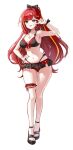  1girl akane_lize bare_arms bare_shoulders bikini bikini_skirt black_bikini black_bow black_nails black_sandals blonde_streaks bow bow_bikini bracelet breasts cleavage commentary fingernails frilled_thigh_strap full_body grey_eyes hair_bow hand_on_own_hip hand_up highleg highleg_bikini jewelry large_breasts long_hair mismatched_bikini multicolored_hair nail_polish nanna_(heyj2888) navel necklace open_mouth parted_bangs red_bikini red_hair sandals simple_background smile solo standing star_pendant stellive stomach streaked_hair swimsuit thigh_strap thighs toes v v_over_eye very_long_hair virtual_youtuber white_background 