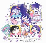  ! +_+ 2024 2girls 4boys ^_^ animal-themed_food antenna_hair aubrey_(headspace)_(omori) aubrey_(omori) bare_arms bare_shoulders basil_(headspace)_(omori) basil_(omori) black_eyes black_hair black_tank_top blue_eyes blue_shirt bow bright_pupils brother_and_sister brothers brown_skirt cake camera checkered_clothes cherry chromatic_aberration closed_eyes closed_mouth colored_skin confetti cupcake dated fingernails flower flower_wreath flying_sweatdrops food fruit green_hair green_shirt hair_behind_ear hair_bow happy_birthday head_wreath heart hector_(omori) hero_(headspace)_(omori) hero_(omori) holding holding_plate kel_(headspace)_(omori) kel_(omori) leaf long_hair looking_at_viewer looking_down looking_up mari_(headspace)_(omori) mari_(omori) miniskirt mitsubachi_koucha multiple_boys multiple_girls musical_note no_pupils omori omori_(omori) open_mouth pink_bow pink_flower plate purple_eyes purple_flower purple_hair purple_rose purple_sweater_vest red_flower red_rose rose round_teeth shirt short_hair short_sleeves siblings simple_background skirt something_(omori) spoken_exclamation_mark spoken_flying_sweatdrops spoken_heart spoken_musical_note spoken_notice_lines strawberry strawberry_cake strawberry_slice sweater_vest tank_top teeth twitter_username upper_body upper_teeth_only white_background white_pupils white_skin 