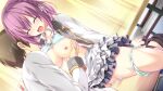  1boy 1girl black_pants black_socks blue_bra blue_panties bra bra_lift braid breasts censored chair closed_eyes clothes_lift clothes_pull curtains desk dutch_angle e_school_life faceless faceless_male frilled_skirt frills from_behind game_asset grabbing_another's_breast grey_jacket groping hair_ribbon hetero indoors jacket kneehighs lapels long_sleeves miniskirt mosaic_censoring multicolored_jacket nipples non-web_source official_art on_chair open_clothes open_jacket open_mouth open_shirt panties panties_around_one_leg pants pants_pull plaid_clothes purple_hair ribbon rinks saliva school_uniform short_hair side_braid sitting skirt sleeve_cuffs socks straddling togane_mia two-tone_jacket underwear upright_straddle white_jacket white_ribbon 