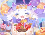  1other :3 :d ^_^ balloon bell birthday birthday_cake blush cake candle character-themed_food cherry chibikemo chocolate_chip_cookie closed_eyes commentary_request confetti cookie cupcake curtains dated fire flower flower_wreath food fork fruit furry hands_on_own_cheeks hands_on_own_face hands_up happy_birthday head_wreath heart highres holding holding_fork indoors jingle_bell ketchup lunlun_(nijisanji) neck_bell nijisanji omelet omurice open_mouth orange_flower plate pretzel_(lunlun) rope smile solo sparkle star-shaped_cookie star-shaped_food star_(symbol) strawberry streamers stuffed_animal stuffed_toy teddy_bear virtual_youtuber white_fur window yanagi_(sham0o081) yellow_flower 