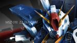  aeug beam_cannon blue_eyes character_name commentary_request glowing glowing_eyes gundam gundam_zz looking_at_viewer mecha mecha_focus mobile_suit no_humans portrait realistic robot science_fiction serike_w shield solo v-fin zz_gundam 
