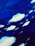  blue_background blue_eyes commentary eel fins harumomo_(@harumomo123456) highres no_humans pokemon pokemon_(creature) pokemon_focus sparkle swimming tynamo untranslatable_commentary 