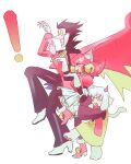  ! 1girl 2boys :d absurdres angry animal_ears animal_hands bell black_hair black_pants black_pantyhose blush boots cat_ears cat_girl cat_tail deltarune english_commentary fang furry furry_male gloves goat_boy goat_ears green-framed_eyewear hair_bell hair_ornament heart heart_locket heart_necklace heterochromatic_eyewear highres horns ilikecanele jewelry long_nose long_sleeves mad_mew_mew magical_girl multiple_boys necklace pants pantyhose parody pink_boots pink_eyes pink_hair pink_horns pink_scarf pink_shirt pointy_nose puppet ralsei robot round_eyewear sanpaku scarf shaded_face shirt shirt_under_shirt short_sleeves skin_fang skirt smile spamton_g._spamton spamton_neo tail tinted_eyewear utdr_(toby_fox) white_fur white_gloves white_skirt wings yotsubato! yotsubato!_pose 