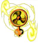  arutarufu aura commentary_request full_body looking_at_viewer no_humans pokemon pokemon_(creature) pokemon_focus rotom rotom_(fan) simple_background solo white_background yellow_eyes 
