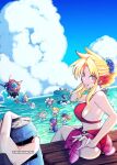  5girls 6+boys agetatekoron2 alia_(mega_man) android ass axl_(mega_man) bikini blonde_hair boat breasts can cloud colonel_(mega_man) commentary_request day gulpfer_(mega_man) highres holding holding_can iris_(mega_man) joints large_breasts layer_(mega_man) marty_(mega_man) mega_man_(series) mega_man_x_(manga) mega_man_x_(series) multiple_boys multiple_girls ocean outdoors overdrive_ostrich_(mega_man) pallette_(mega_man) pov pov_hands purple_eyes red_bikini robot_ears robot_joints sitting solo_focus storm_eagle_(mega_man) swimsuit swimsuit_iris_(mega_man) utuboros_(mega_man) watercraft wet x_(mega_man) zero_(mega_man) 