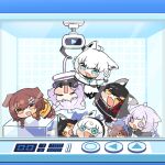  4girls animal_ear_fluff animal_ears black_hair bone_hair_ornament braid brown_hair button_eyes buttons cat_ears cat_girl cat_tail character_doll chibi chibi_only commentary_request crane_game crying crying_with_eyes_open dog_ears dog_girl dog_tail doll fang fox_ears fox_girl fox_tail full_body glass hair_ornament hairclip hololive hololive_gamers inugami_korone long_hair multicolored_hair multiple_girls nekomata_okayu nekomata_okayu_(1st_costume) ookami_mio purple_hair shirakami_fubuki shirakami_fubuki_(1st_costume) short_hair streaked_hair tail tears twin_braids twumi upside-down virtual_youtuber white_hair wolf_ears wolf_girl yellow_eyes 