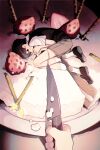  2boys artist_name black_eyes black_hair black_vest brown_shorts cake candy_gore colored_skin curled_up cutting dual_persona expressionless fetal_position food from_above fruit full_body holding holding_knife in_food kneehighs knife limited_palette lying male_focus mitsubachi_koucha multiple_boys omori omori_(omori) on_side out_of_frame pov pov_hands severed_foot severed_limb shadow shirt short_hair short_sleeves shorts signature sliced slicing socks solo_focus strawberry sunny_(omori) vest viewer_holding_weapon wafer_stick whipped_cream white_shirt white_skin white_socks 
