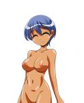  1girl ^_^ blue_hair breasts cleavage closed_eyes closed_mouth collarbone completely_nude cowboy_shot dark-skinned_female dark_skin game_asset hair_between_eyes large_breasts large_variant_set lowres manjuverunu_no_sen_otome navel nipples no_pussy non-web_source nude official_art sally_merci_(manjuverunu) self-datamine short_hair simple_background siubomanjyu smile solo tachi-e transparent_background variant_set 