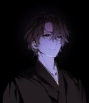  1boy absurdres aged_down aizen_sousuke bkg0303 black_kimono bleach brown_eyes brown_hair commentary_request highres japanese_clothes kimono korean_commentary light_smile male_focus portrait profile solo 
