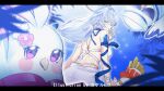  1girl artist_name back bikini bird blue_hair breasts chinese_commentary commentary_request commission food food_in_mouth french_fries green_eyes halo head_wings highres honkai:_star_rail honkai_(series) large_breasts letterboxed long_hair official_alternate_costume robin_(honkai:_star_rail) robin_(summeretto)_(honkai:_star_rail) sarong srpzk swimsuit very_long_hair white_bikini white_sarong white_wings wings 