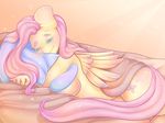  2016 anthro anthrofied bed breasts cutie_mark equine female fluttershy_(mlp) friendship_is_magic lovepuma69 mammal my_little_pony nude pegasus pillow sleeping wings 