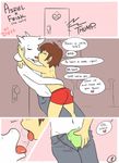  &lt;3 2016 asriel_dreemurr boss_monster bulge caprine clothed clothing comic dezz dialogue english_text goat grope human kissing male male/male mammal protagonist_(undertale) text topless undertale underwear video_games 
