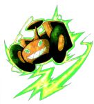  arutarufu aura commentary_request full_body green_eyes no_humans pokemon pokemon_(creature) pokemon_focus rotom rotom_(mow) sharp_teeth simple_background smile solo teeth white_background 