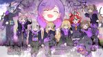  6+girls :3 :d ahoge akai_haato aki_rosenthal animal_ears anya_melfissa black_hair blue_eyes blue_hair bow brown_hair closed_eyes commentary ear_piercing earrings english_commentary english_text eyewear_on_head fang gradient_hair graffiti hair_ornament hakos_baelz hakui_koyori highres hololive hololive_english hololive_grand_theft_auto hololive_indonesia horn_of_salvation jewelry long_hair long_sleeves looking_at_viewer mouse_ears mouse_girl multicolored_hair multiple_girls nakiri_ayame nanashi_mumei oni open_mouth orange_eyes piercing pink_hair puffy_long_sleeves puffy_sleeves purple_eyes purple_hair rabbit_ears rabbit_girl red_bow sharp_teeth sitting smile tataki_tuna teeth tokoyami_towa upper_teeth_only usada_pekora v virtual_youtuber white_hair wolf_ears wolf_girl x_hair_ornament 