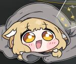  1girl :d animal_ears arknights arknights:_endfield beleullin blonde_hair chibi chibi_only commentary_request fang highres korean_commentary open_mouth rossi_(arknights) skin_fang smile solo wolf_ears wolf_girl yellow_eyes 