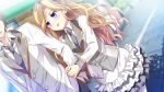  1boy 1girl angry black_pants blonde_hair blue_eyes bow bow_hairband brown_hairband buttons double_arm_hug dutch_angle e_school_life frilled_skirt frills game_asset grey_jacket grey_necktie hairband hand_in_pocket jacket karasuma_yuka lapels long_hair long_sleeves looking_at_another loose_necktie miniskirt multicolored_jacket necktie non-web_source official_art open_collar open_mouth outdoors pants pantyhose plaid_clothes rinks road school_uniform skirt sleeve_cuffs standing street two-tone_jacket wavy_hair white_jacket white_pantyhose 