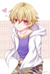  blonde_hair child child_gilgamesh fate/grand_order fate/hollow_ataraxia fate_(series) hood hoodie male_focus midriff red_eyes seine_(blueagate) smile solo younger 