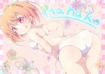  :p anne_happy aosora_neko ass bad_id bad_pixiv_id bikini character_name from_behind gradient_hair hanakoizumi_an heart heart-shaped_pupils looking_at_viewer looking_back multicolored_hair orange_hair pink_eyes pink_hair short_hair smile solo swimsuit symbol-shaped_pupils thigh_gap thighs tongue tongue_out twintails 