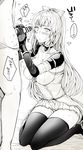  bow commentary_request dress gloves granblue_fantasy greyscale hair_bow handjob kneeling long_hair monochrome naoyama_masaru penis short_dress skirt solo_focus thighhighs translation_request vira_lilie zettai_ryouiki 