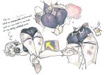  2girls android ass blush cum cum_in_pussy cum_on_ass cum_on_body cum_on_legs cumdrip cyber_(cyanceebee) english_text futa_with_female futanari genshin_impact heart highres ineffa_(genshin_impact) jahoda_(genshin_impact) multiple_girls penis presenting_own_pussy pussy robot_ears sex testicles vaginal white_background 