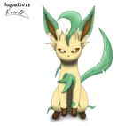  2011 ambiguous_gender cute eeveelution feral fur hi_res kuroodod leaf leaf_ears leaf_tail leafeon mammal nintendo pok&eacute;mon simple_background sitting solo tan_fur video_games white_background 