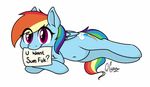 2015 cute cutie_mark english_text equine female friendship_is_magic horse mammal my_little_pony pegasus pony quarantinedchaoz rainbow_dash_(mlp) sign simple_background solo suggestive text white_background wings 