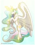  2016 crown cutie_mark equine female friendship_is_magic glowing gold_(metal) horn inuhoshi-to-darkpen jewelry mammal my_little_pony necklace princess_celestia_(mlp) solo sparkles winged_unicorn wings 
