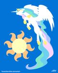  2016 blue_background crown equine female friendship_is_magic horn jewelry mammal my_little_pony necklace princess_celestia_(mlp) simple_background solo texasuberalles winged_unicorn wings 