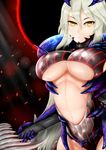  absurdres artoria_pendragon_(all) artoria_pendragon_(lancer_alter) blonde_hair bodysuit breasts center_opening closed_mouth cowboy_shot dark_rhongomyniad expressionless fate/grand_order fate_(series) gloves highres holding holding_sword holding_weapon lance large_breasts long_hair looking_at_viewer navel newovermind polearm purple_gloves shiny shiny_skin solo stomach sword thighs underboob very_long_hair weapon yellow_eyes 