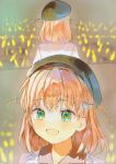  1girl 6th_live_dream_~bloom_garden_party~ :d beret black_hat blush collared_dress commentary_request contrast_collar corrupted_twitter_file dream_believers dress green_eyes hair_ornament happy_tears hat highres hinoshita_kaho love_live! love_live!_hasu_no_sora_jogakuin_school_idol_club medium_hair multiple_pov oekaki_yaruzeee open_mouth orange_hair pink_dress pov rabbit_hair_ornament smile tearing_up tears two_side_up 
