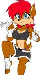  2016 akatsukishiranui-fox anthro big_breasts biped breasts brown_fur chipmunk cleavage clothed clothing female fur hi_res mammal rodent sally_acorn smile solo sonic_(series) 