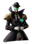  1boy android battleborn gloves hat marquis_(battleborn) mustache solo suit tie 