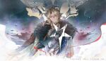  1boy :| absurdres aircraft animal_ears arknights aurora bear_boy bear_ears black_gloves black_hat blending blonde_hair blue_eyes cape chinese_commentary closed_mouth coat commentary_request curtained_hair facing_viewer flag fur-trimmed_cape fur_trim fyodor_vladimirovich_(arknights) gloves grey_cape hair_between_eyes hair_over_shoulder hand_on_own_chest hat highres holding holding_flag long_hair long_sleeves looking_at_another looking_down male_focus melting military_vehicle motor_vehicle night out_of_frame people reaching reaching_towards_another red_ribbon ribbon russian_text single_drill sleeve_cuffs snow solo_focus star_(symbol) tank thorns upper_body white_coat yurodstvo_(arknights) yuyuluochenchaoyexiange 