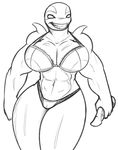  anthro big_breasts black_and_white breasts cetacean clothing female grin huge_breasts lingerie mammal marine monochrome muscular muscular_female no_irises orca orca_(batman) solo unknown_artist whale 