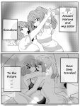 2girls amaori_haruna amaori_renako blush bra breasts commentary completely_nude controller dualshock english_commentary game_controller greyscale hair_ornament hairclip highres holding holding_controller hood hoodie incest large_breasts long_hair medium_hair meme monochrome multiple_girls nude panties playstation_controller ponytail siblings sisters somehow_has_time-traveled_(meme) striped_clothes striped_hoodie underwear underwear_only watashi_ga_koibito_ni_nareru_wake_naijan_murimuri! yuri zombice 
