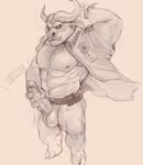  anthro balls bovine buffalo cape_buffalo chief_bogo disney erection iceman1984 male mammal muscular nipples penis sketch solo zootopia 