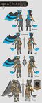  aenah armor avian backpack black_fur black_hair blue_fur clothed clothing female feretta front_view fur gryphon hair melee_weapon purple_eyes rear_view shield simple_background stom_gryphon sword weapon wings 