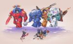  6+boys absurdres action_figure alternate_universe armor artificial_eye black_eyes black_hair black_hoodie black_pants black_shoes blonde_hair blood blood_on_armor blue_pants blue_shirt blue_shoes bryce_(space_king) captain_(space_king) chestnut_(space_king) child clenched_teeth colored_blood commentary denim dual_persona english_commentary grid_teeth hatemace hatemonger_(space_king) highres holding holding_mace holding_shield holding_sword holding_toy holding_weapon hood hoodie jeans lordcheeese lunchbox mace multi-melta multiple_boys open_mouth orange_hair orange_shirt pants polo_shirt power_armor power_sword psycho-warrior purple_blood red_shoes shield shirt shoes simple_background smile sneakers space_king spiked_mace spikes sword teeth toy water weapon 