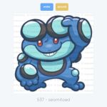  border character_name chibi chibi_only commentary devlinputra english_commentary full_body grey_border grin hand_on_own_head instagram_username no_humans nostrils paid_reward_available pokedex_number pokemon pokemon_(creature) pokemon_focus seismitoad smile solo teeth too_many_watermarks watermark white_background 