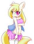  clothed clothing cute dshou equine fan_character female horse mammal my_little_pony navel simple_background smile solo white_background 