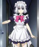  1girl date_a_live dress frills garter_straps hair_ornament looking_at_viewer maid short_hair silver_hair solo standing tagme tobiichi_origami white_hair 