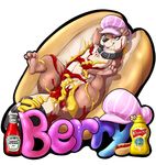  alpha_channel armpits berry_ranieri black_nose collar ear_piercing english_text female feral food hat humor lying mammal messy mustelid on_back otter parody penetration piercing pink_eyes pose simple_background solo spread_legs spreading text transparent_background xilrayne 