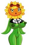  big_breasts blue_eyes breasts eyewear flora_fauna freckles goggles green_nipples huge_breasts navel nipples open_mouth plant plants_vs_zombies pussy solar_flare_(plants_vs_zombies) unknown_artist wide_hips 