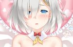  blue_eyes blush close condom gray_hair hamakaze_(kancolle) heart kantai_collection rensanma short_hair 