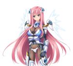  1girl angry armor blue_eyes blush bodysuit breasts cleavage closed_mouth divine_heart_makina divine_heart_makina_(character) game_asset gloves hair_ornament kagemusya kurusu_makina_(divine_heart_makina) large_breasts large_variant_set long_hair looking_at_viewer magical_girl mechanical_magical_girl mechanical_wings non-web_source official_art pink_hair self-datamine simple_background solo tachi-e transparent_background v-shaped_eyebrows variant_set very_long_hair wings 