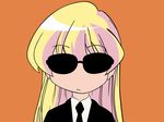  blonde_hair formal highres long_hair necktie pani_poni_dash! rebecca_miyamoto simple_background solo suit sunglasses vector_trace very_long_hair wallpaper 